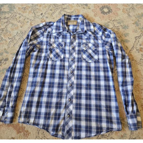 Wrangler Other - Wrangler‎ Retro Pearl Snap Mens Western Wear L Tall Blue Plaid